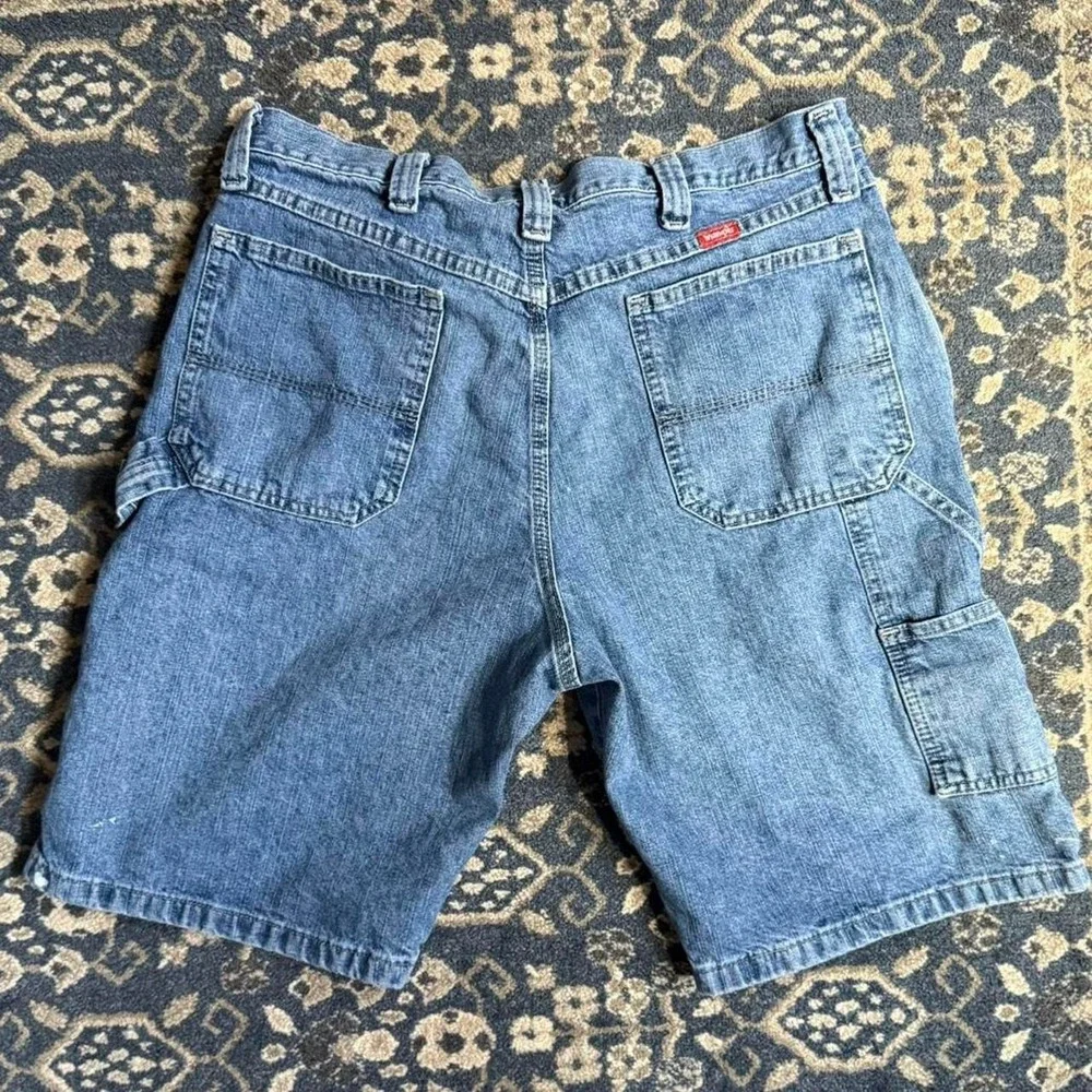 Wrangler Carpenter Denim Jorts Medium Wash Workwear Skater Grunge Shorts Size 34